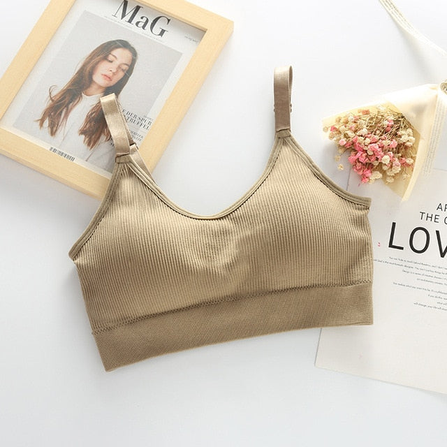 Queenral Women Seamless Tank Crop Top Bras