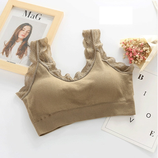 Queenral Women Seamless Tank Crop Top Bras