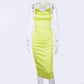 Dulzura neon satin lace up women bodycon sleeveless backless elegant Dress