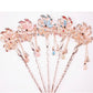 Cat Eye Stone Hair Pin Double Flower Clip