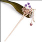 Cat Eye Stone Hair Pin Double Flower Clip