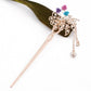 Cat Eye Stone Hair Pin Double Flower Clip