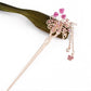 Cat Eye Stone Hair Pin Double Flower Clip