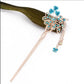 Cat Eye Stone Hair Pin Double Flower Clip