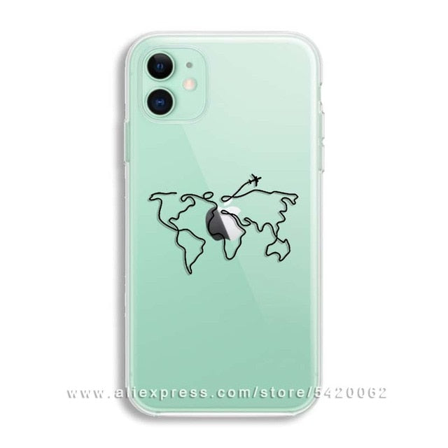 Luxury World Map Travel Soft TPU Phone Case
