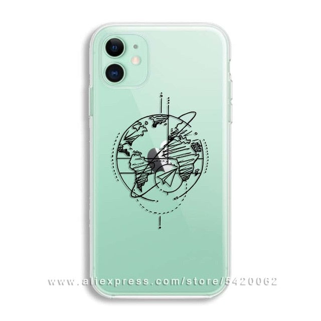 Luxury World Map Travel Soft TPU Phone Case