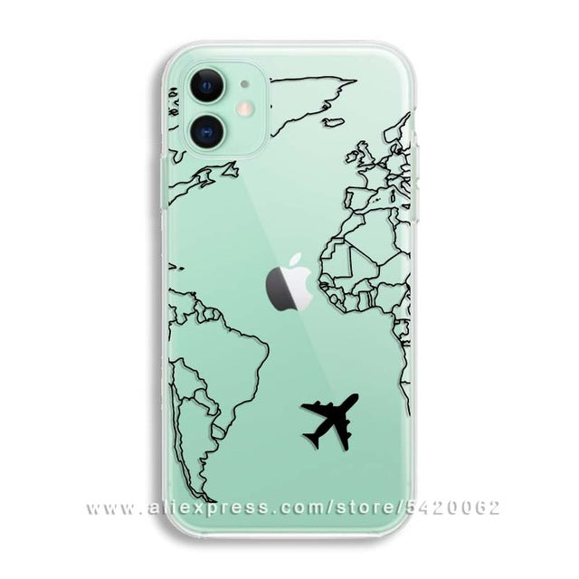 Luxury World Map Travel Soft TPU Phone Case