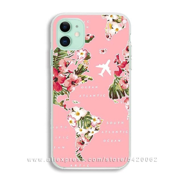 Luxury World Map Travel Soft TPU Phone Case