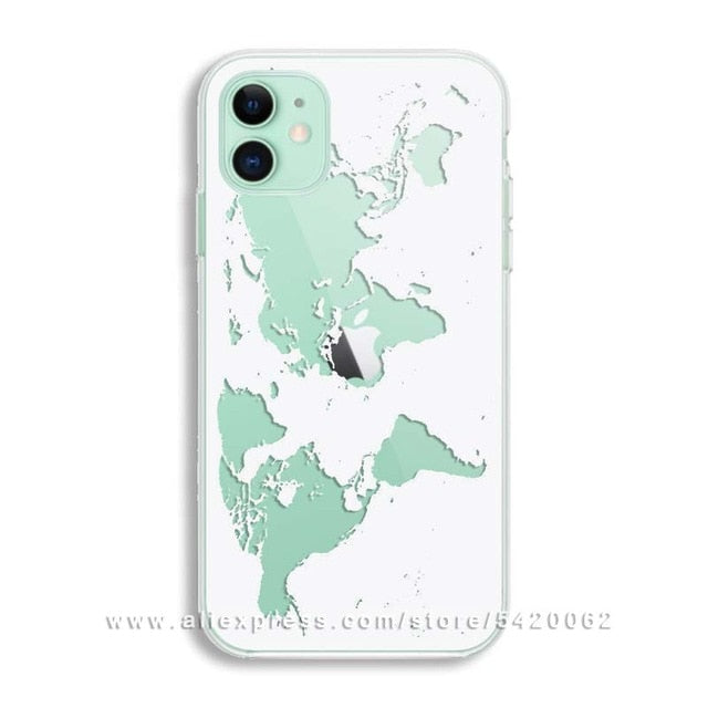 Luxury World Map Travel Soft TPU Phone Case