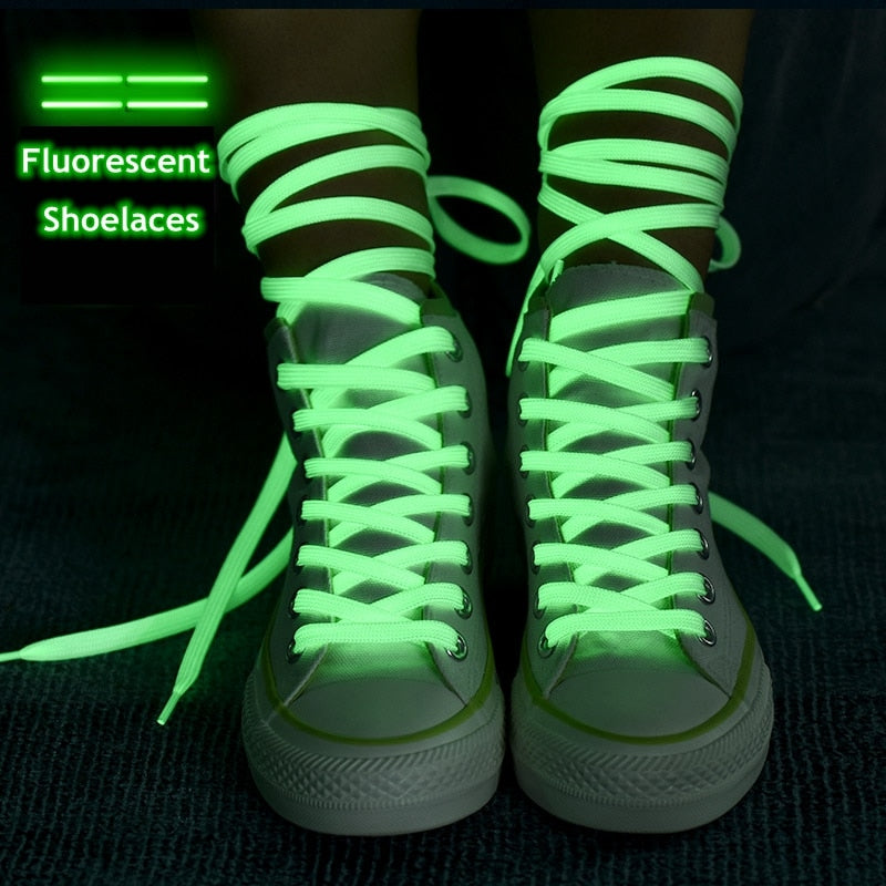 Glow In The Dark Luminous Flat Sneakers Canvas Shoe Laces