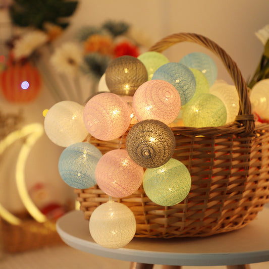 LED Cotton Ball Garland Lights String