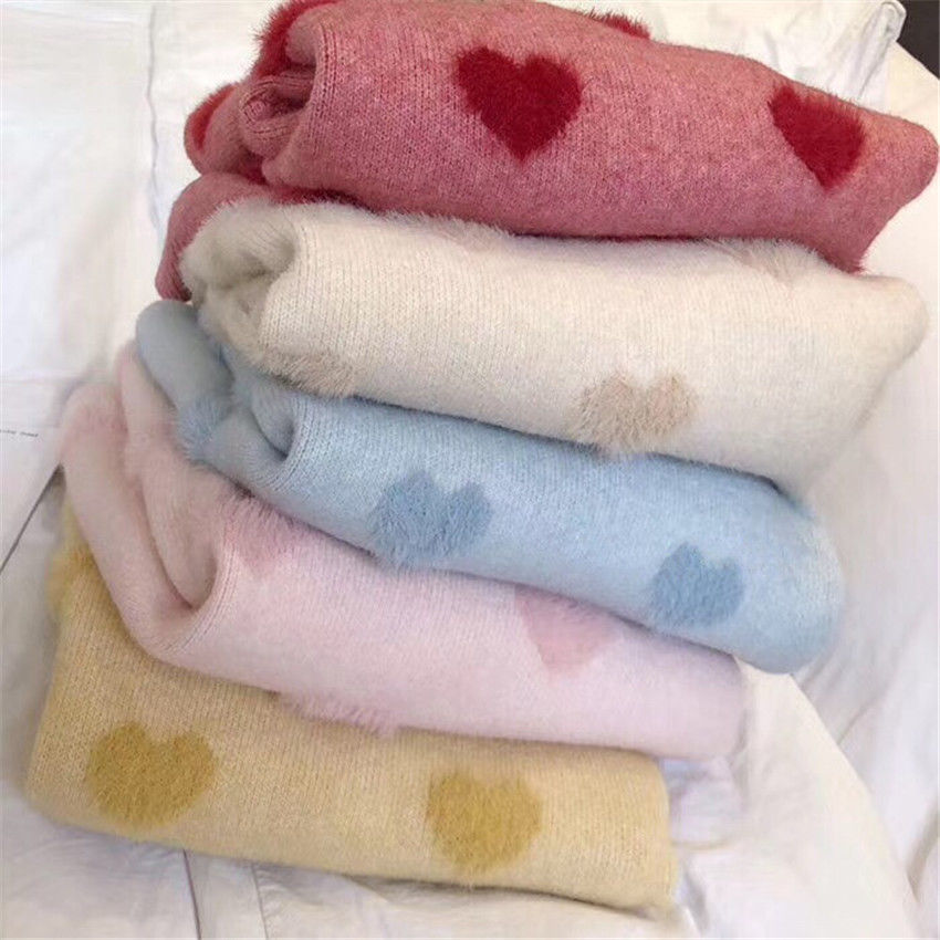 Sweater women's love pullover long sleeve lazy style