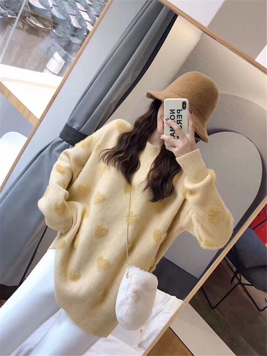Sweater women's love pullover long sleeve lazy style